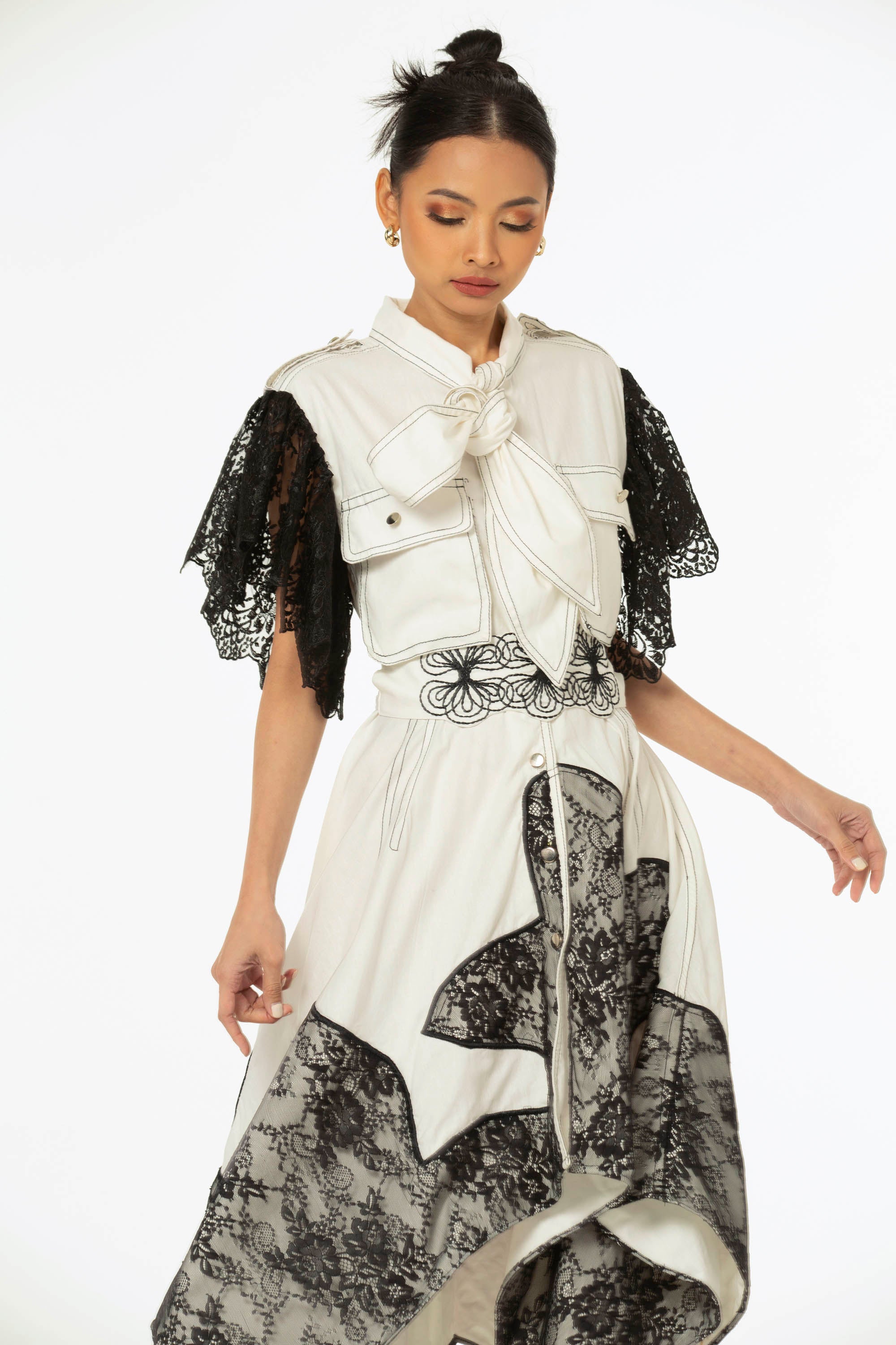 Arletta Dress Black and White  Suedeson