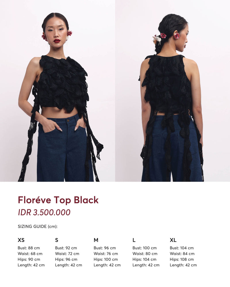 Floréve Top Black, Handmade Lace