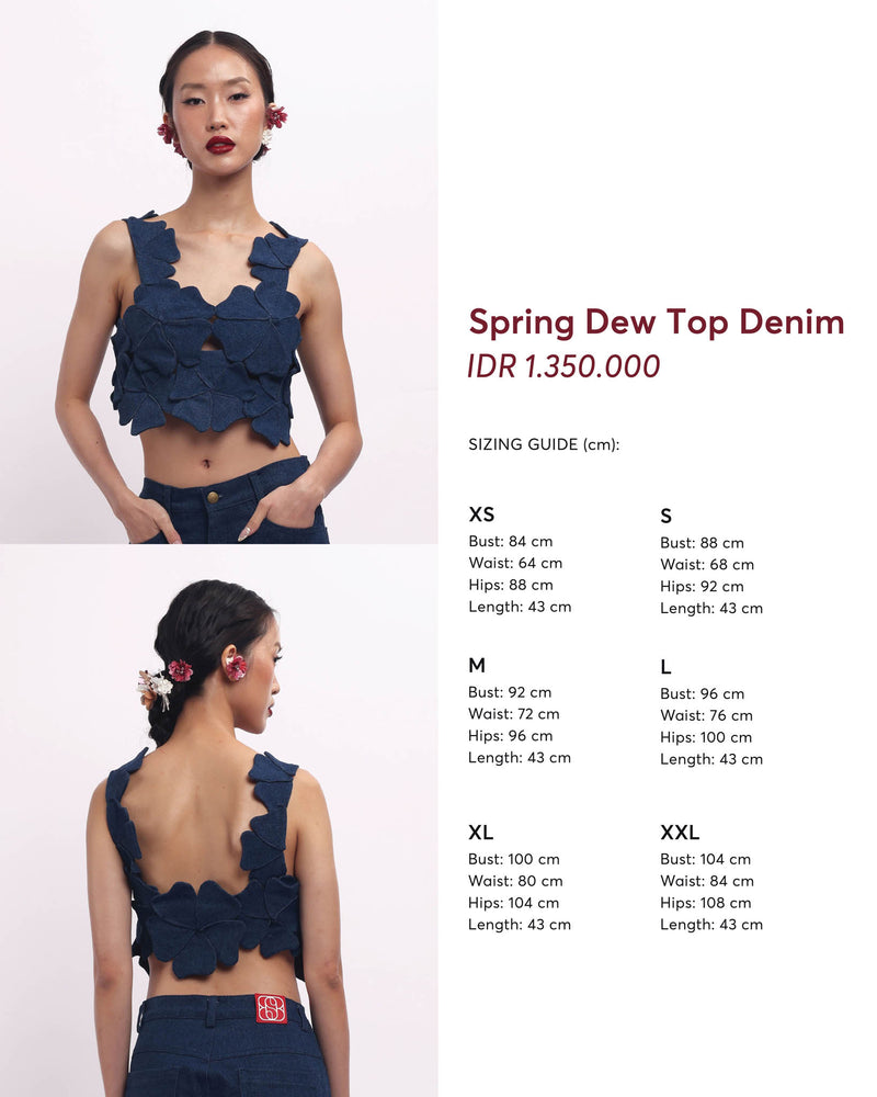 Spring Dew Top Denim - Handmade Flowers