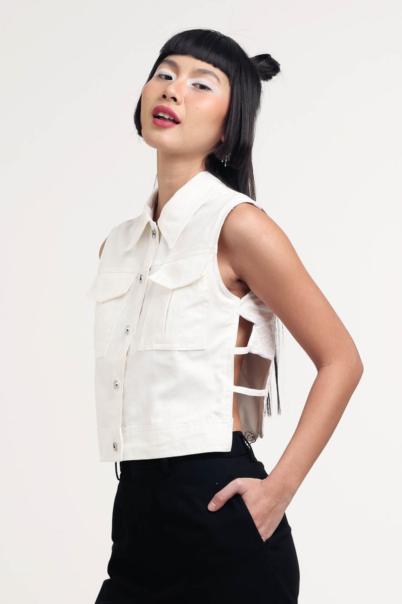 Ava Top Denim - White on White