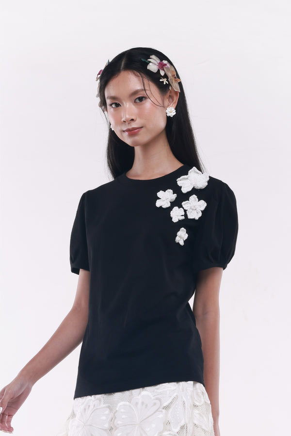 Crocheté Tee Black