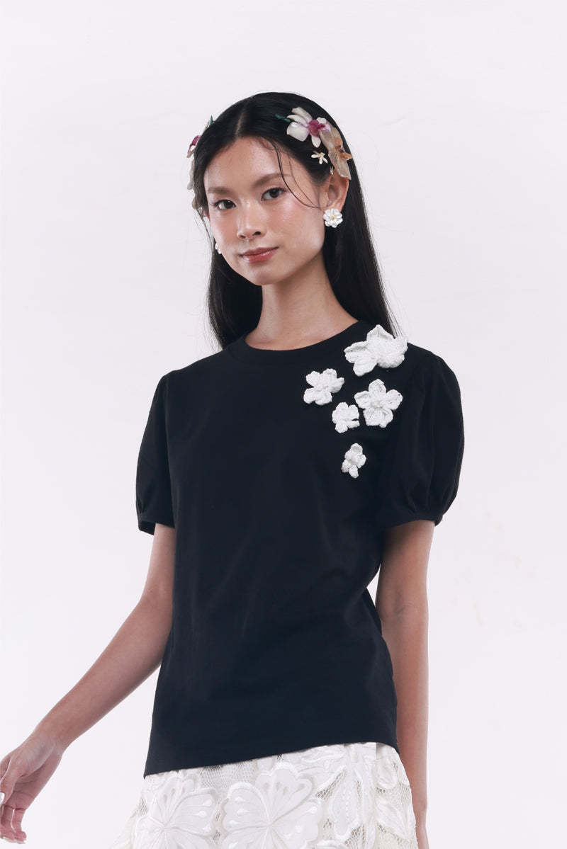 Crocheté Tee Black