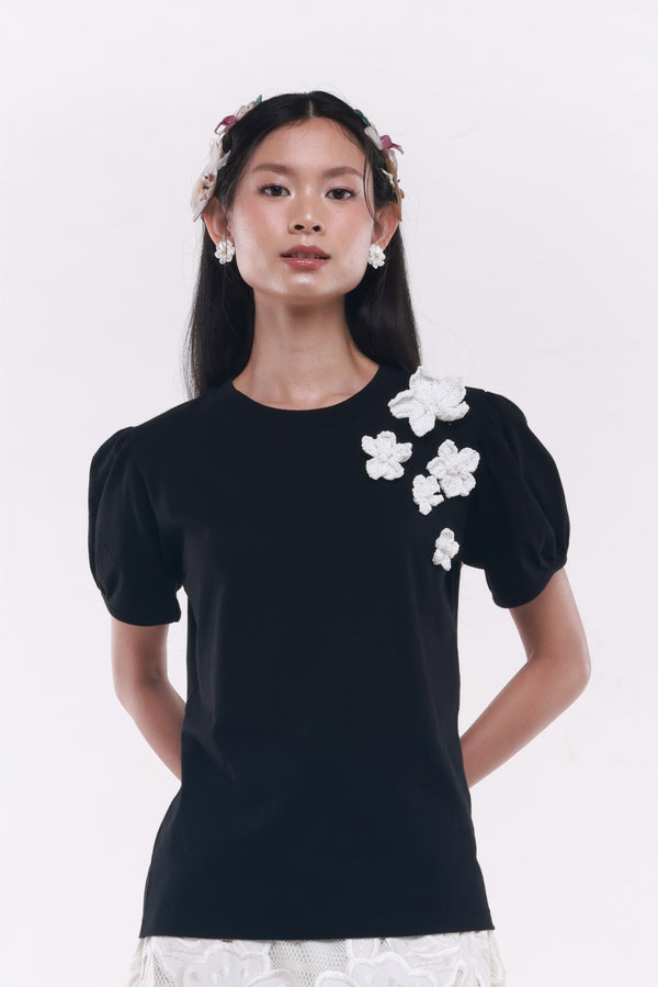 Crocheté Tee Black