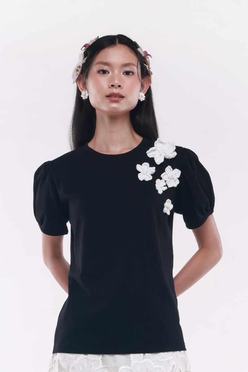 Crocheté Tee Black