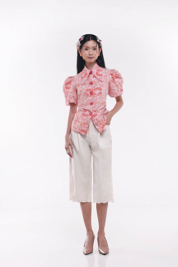 Ciel Fleur Denim Pants White