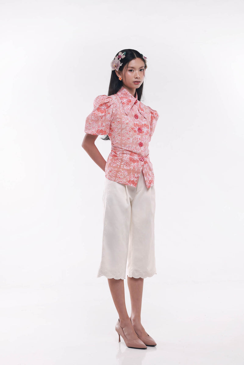 Ciel Fleur Denim Pants White