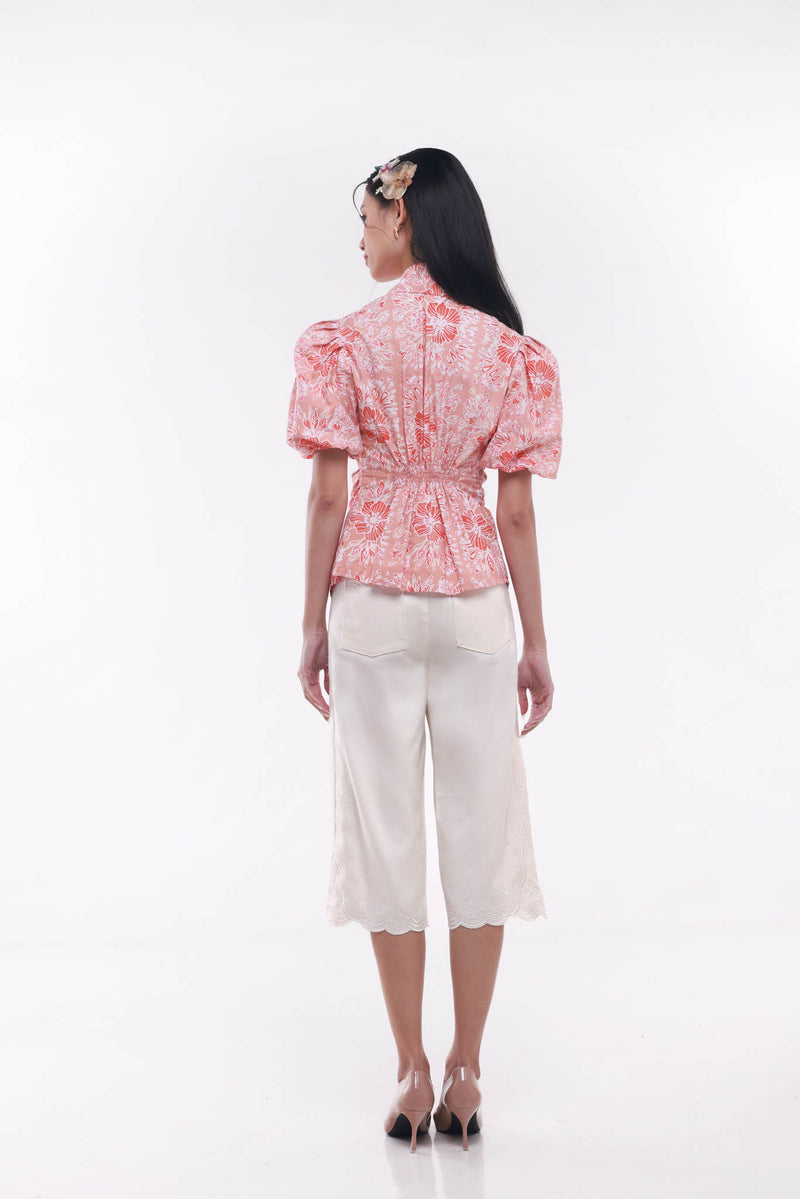 Ciel Fleur Denim Pants White