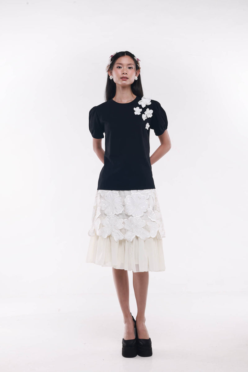 Crocheté Tee Black