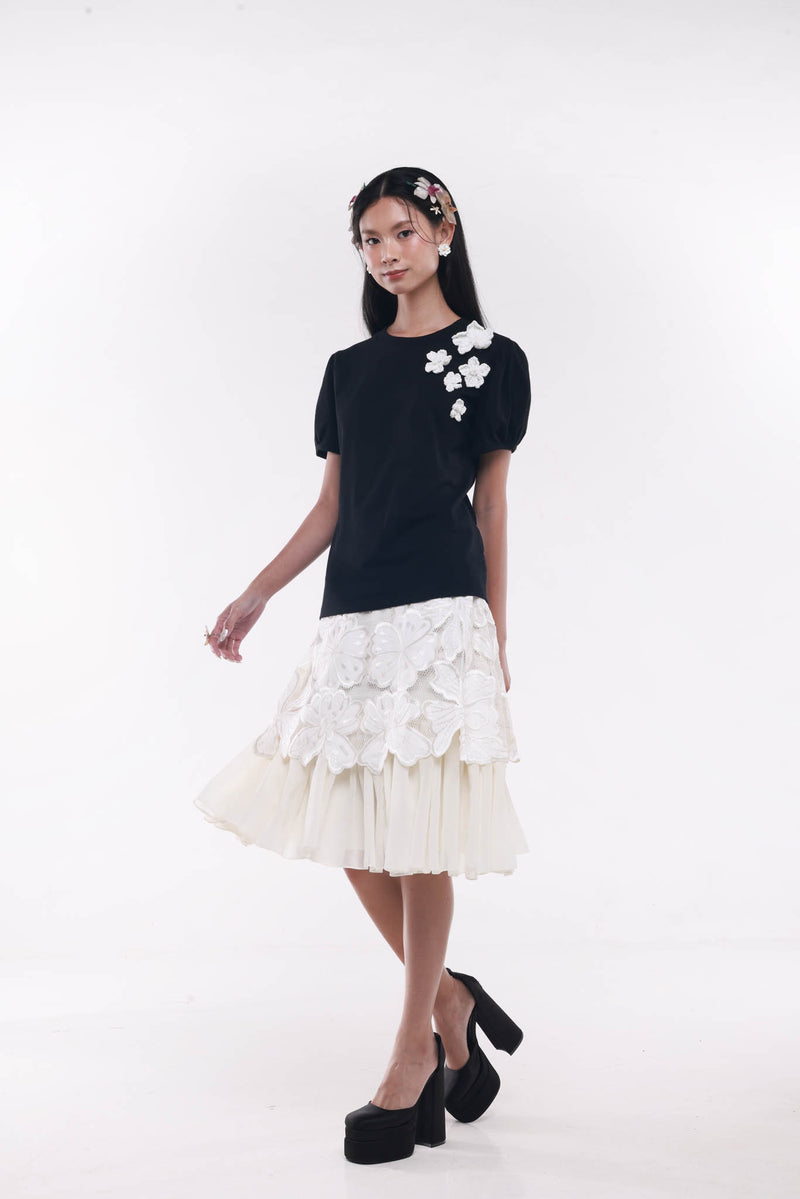 Crocheté Tee Black