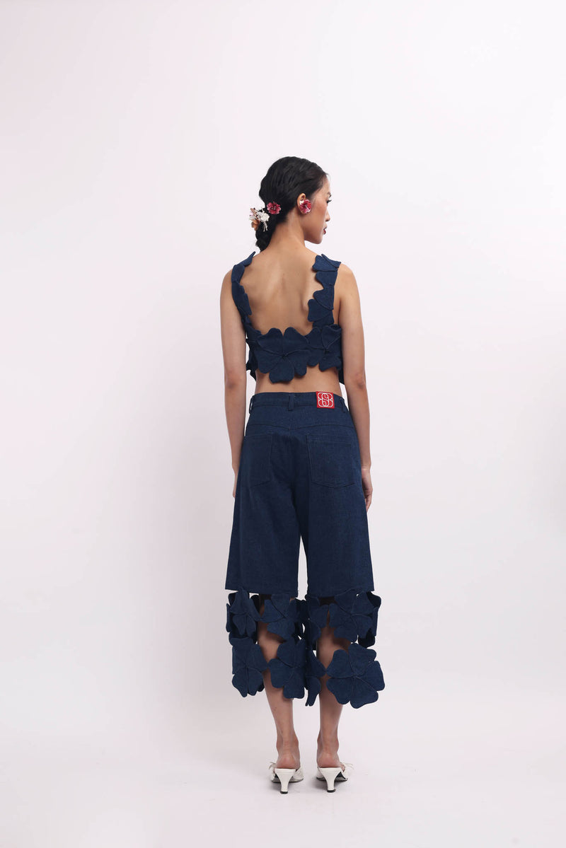 Spring Dew Top Denim - Handmade Flowers
