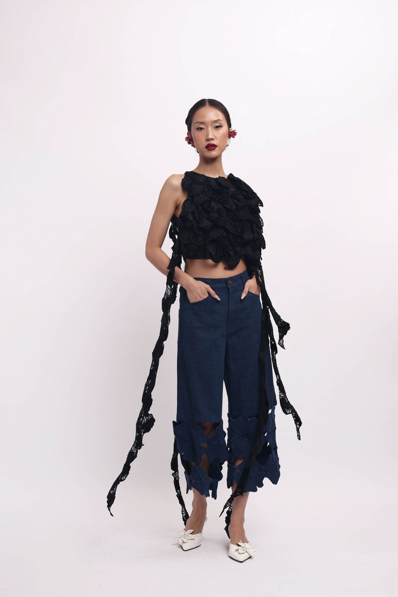 Floréve Top Black, Handmade Lace