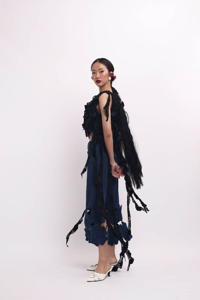 Floréve Top Black, Handmade Lace