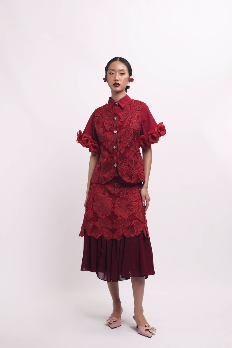 Camellia Whisper Skirt Red