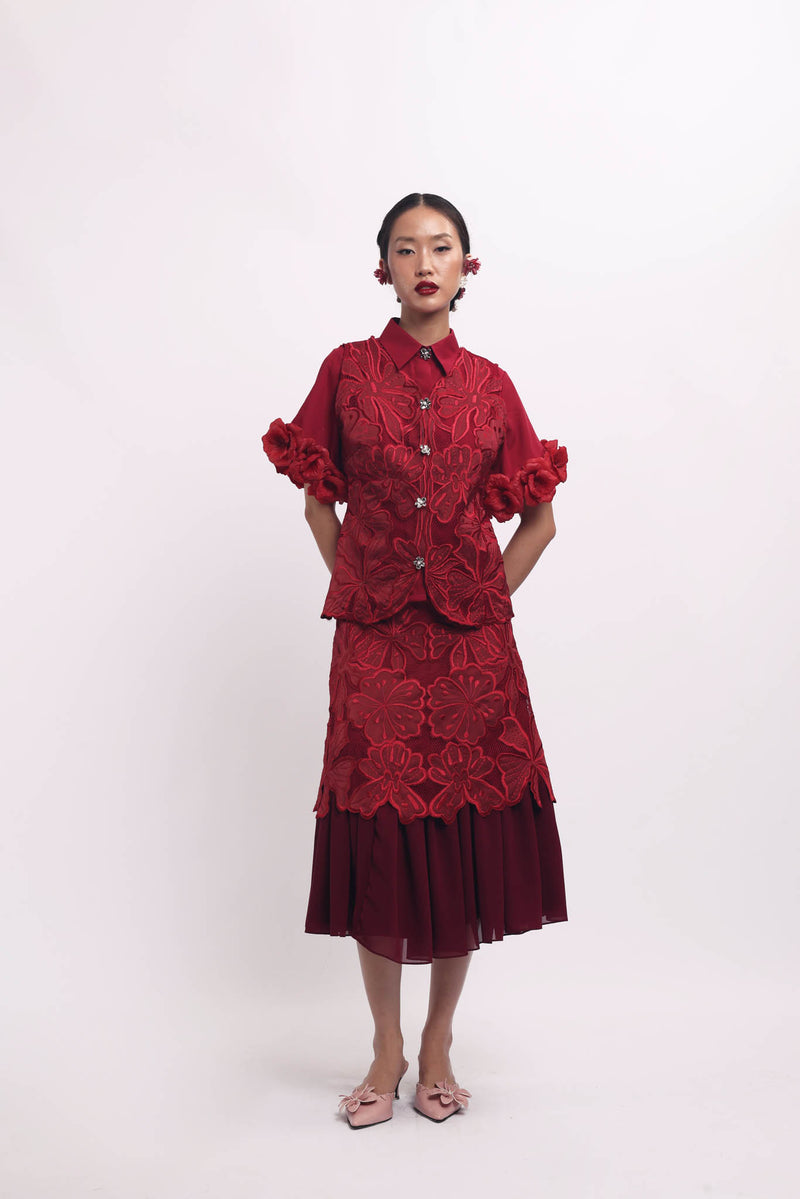 Camellia Whisper Skirt Red