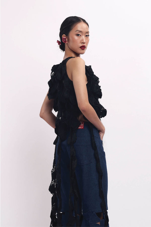 Floréve Top Black, Handmade Lace