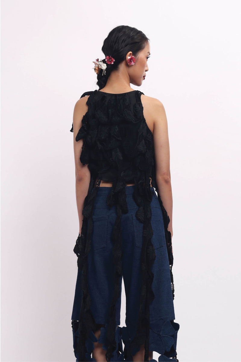 Floréve Top Black, Handmade Lace