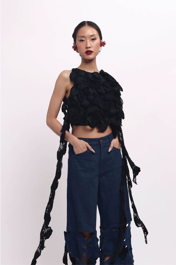 Floréve Top Black, Handmade Lace