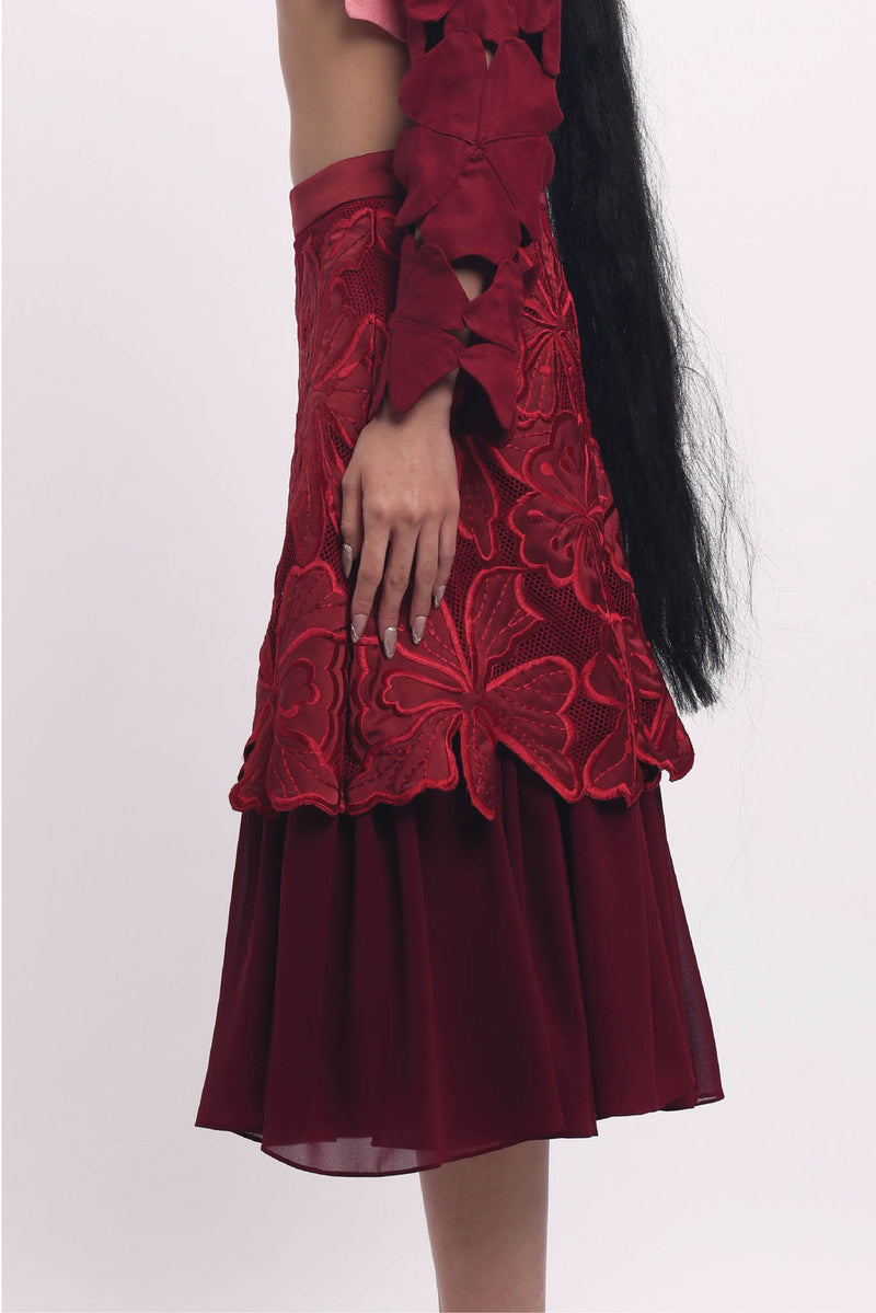 Camellia Whisper Skirt Red