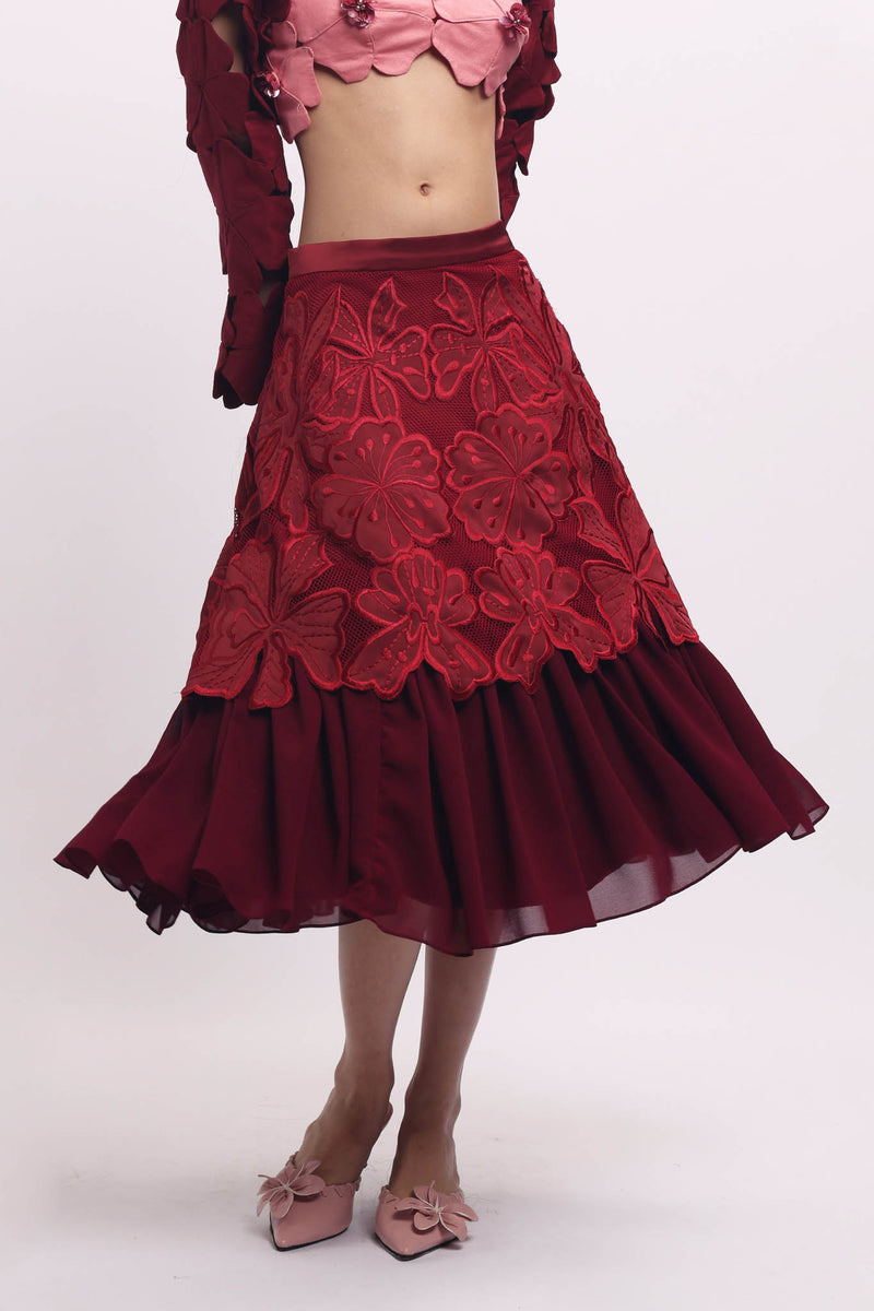 Camellia Whisper Skirt Red