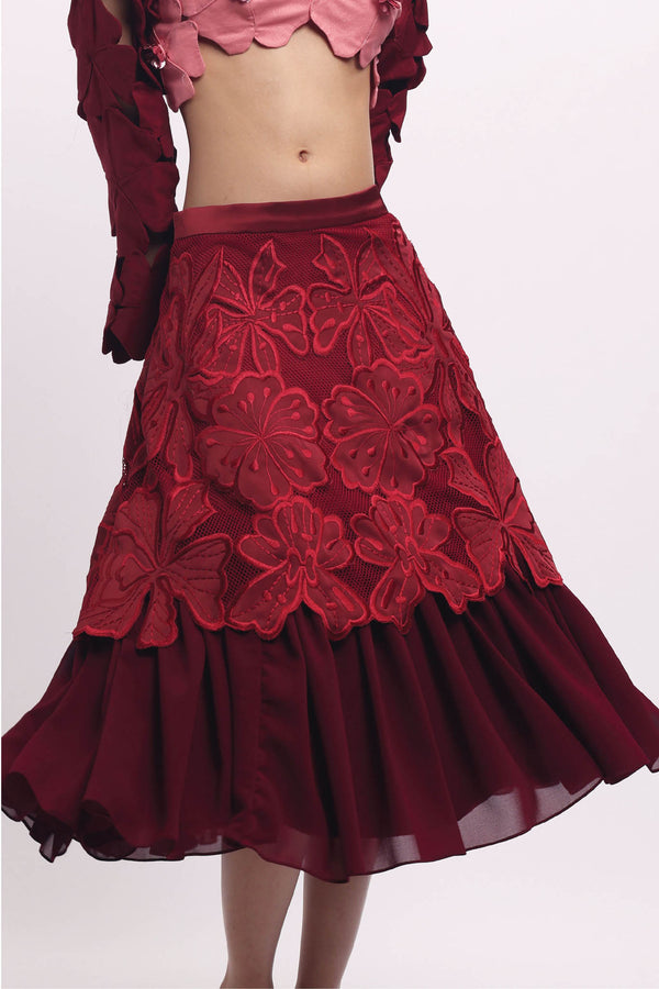 Camellia Whisper Skirt Red