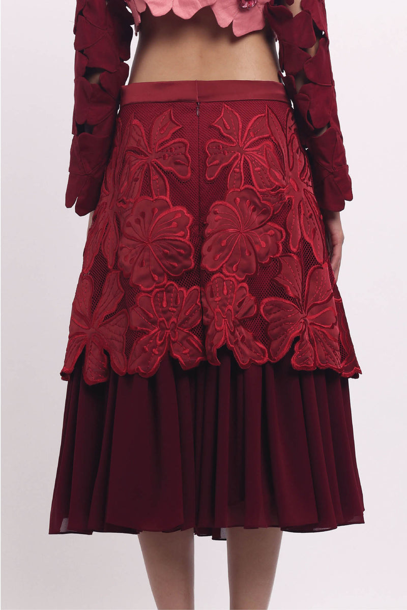 Camellia Whisper Skirt Red