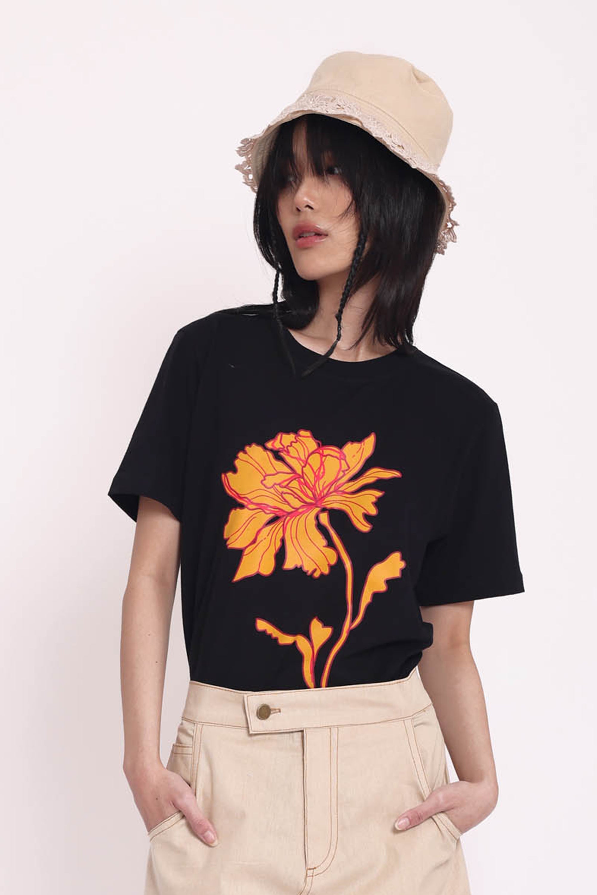 Flora Glam Statement Tee (Black) main image 1